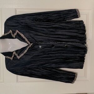 Chico's blouse with animal print trim